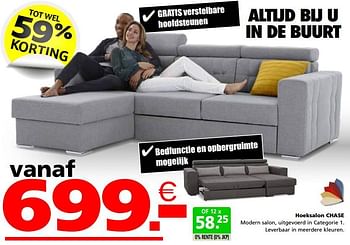 Promoties Hoeksalon chase - Huismerk - Seats and Sofas - Geldig van 30/05/2023 tot 12/06/2023 bij Seats and Sofas