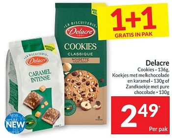 Promoties Delacre cookies - koekjes met melkchocolade en karamel - of zandkoekje met pure chocolade - Delacre - Geldig van 30/05/2023 tot 04/06/2023 bij Intermarche