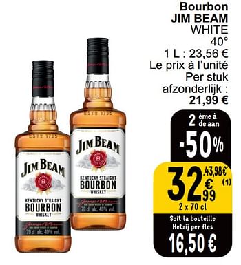 Promoties Bourbon jim beam white - Jim Beam - Geldig van 30/05/2023 tot 05/06/2023 bij Cora
