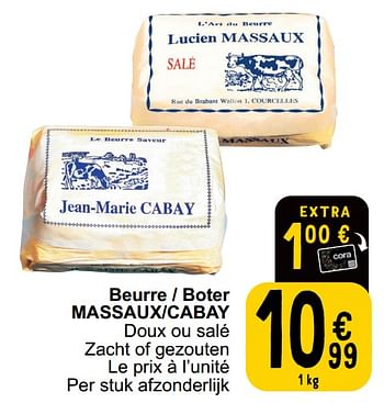 Promoties Beurre - boter massaux-cabay - Huismerk - Cora - Geldig van 30/05/2023 tot 05/06/2023 bij Cora