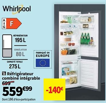 Promotions Réfrigérateur combiné intégrable 177 cm whirlpool art6614sf1 - Whirlpool - Valide de 09/05/2023 à 12/06/2023 chez Conforama