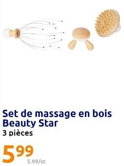 Promoties Set de massage en bois beauty star - Beauty Star - Geldig van 24/05/2023 tot 30/05/2023 bij Action