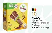 Rizetti’s rijstwafels met melkchocolade-Rizetti