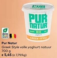 Pur natur greek style volle yoghurt natuur-Pur Natur