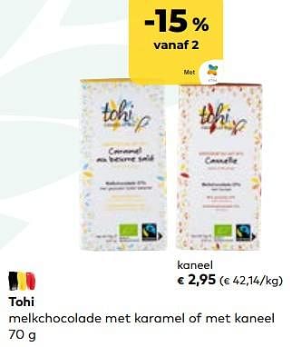 Promotions Tohi melkchocolade met kaneel - Tohi - Valide de 24/05/2023 à 20/06/2023 chez Bioplanet