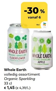 Promoties Whole earth volledig assortiment organic sparkling - Whole Earth - Geldig van 24/05/2023 tot 20/06/2023 bij Bioplanet