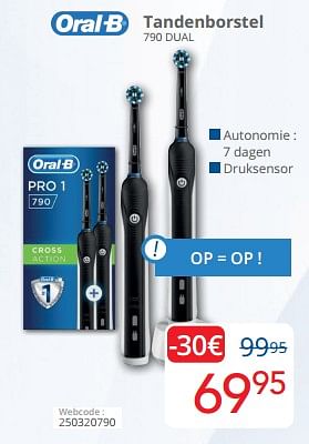 Promoties Oral-b tandenborstel 790 dual - Oral-B - Geldig van 01/06/2023 tot 30/06/2023 bij Eldi