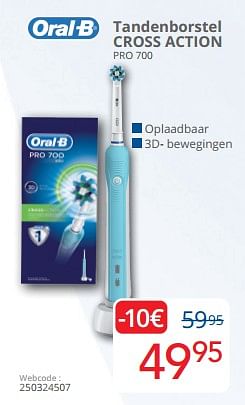Promoties Oral-b tandenborstel cross action pro 700 - Oral-B - Geldig van 01/06/2023 tot 30/06/2023 bij Eldi