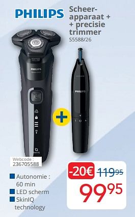 Promoties Philips scheerapparaat + + precisie trimmer s5588-26 - Philips - Geldig van 01/06/2023 tot 30/06/2023 bij Eldi