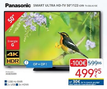 Promoties Panasonic smart ultra hd-tv 50``-123 cm tx-50lx610e - Panasonic - Geldig van 01/06/2023 tot 30/06/2023 bij Eldi