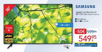 Promoties Samsung smart ultra hd-tv 50``-127 cm ue50au7170uxxn - Samsung - Geldig van 01/06/2023 tot 30/06/2023 bij Eldi