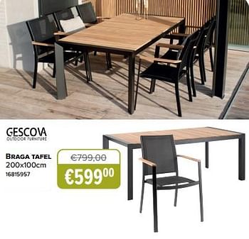 Promoties Braga tafel - Gescova Outdoor Living - Geldig van 22/05/2023 tot 30/06/2023 bij Europoint