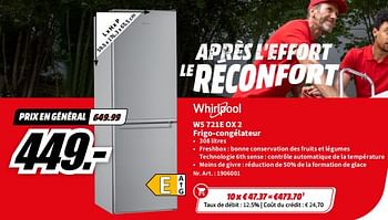 Promotions Whirlpool w5 721e ox 2 frigo-congélateur - Whirlpool - Valide de 29/05/2023 à 04/06/2023 chez Media Markt