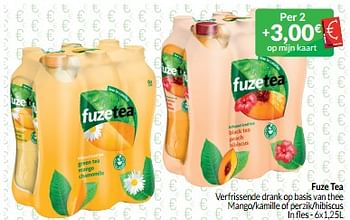 Promoties Fuze tea verfrissende drank op basis van thee mango-kamille of perzik-hibiscus - FuzeTea - Geldig van 01/06/2023 tot 30/06/2023 bij Intermarche