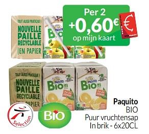 Promoties Paquito bio puur vruchtensap - Paquito - Geldig van 01/06/2023 tot 30/06/2023 bij Intermarche