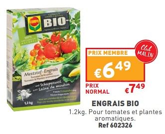 Promoties Engrais bio - Compo - Geldig van 31/05/2023 tot 05/06/2023 bij Trafic