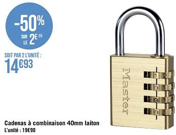 Promotions Cadenas à combinaison laiton - Master - Valide de 29/05/2023 à 25/06/2023 chez Géant Casino