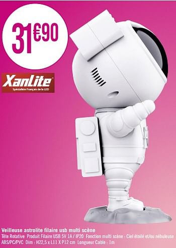 Promotions Veilleuse astrolite filaire usb multi scène - Xanlite - Valide de 29/05/2023 à 25/06/2023 chez Géant Casino