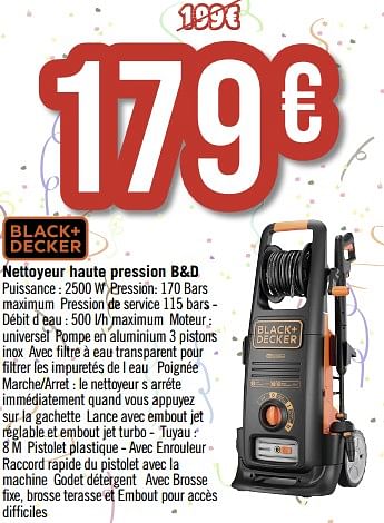 Promotions Nettoyeur nettoyeur haute pression pression b+d - Black & Descker - Valide de 29/05/2023 à 11/06/2023 chez Géant Casino