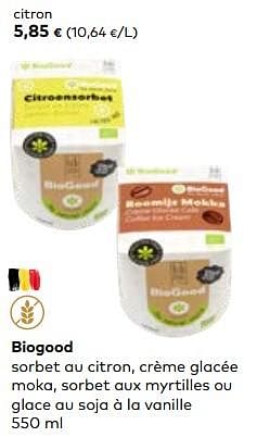 Promotions Biogood sorbet au citron - Biogood - Valide de 24/05/2023 à 20/06/2023 chez Bioplanet