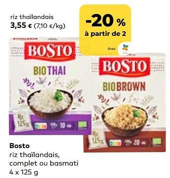 Promotions Bosto riz thaïlandais - Bosto - Valide de 24/05/2023 à 20/06/2023 chez Bioplanet