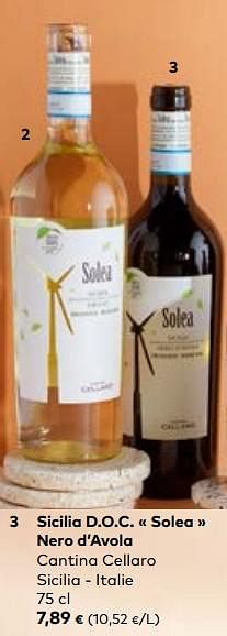 Promotions Sicilia d.o.c. solea nero d’avola cantina cellaro sicilia - italie - Vins rouges - Valide de 24/05/2023 à 20/06/2023 chez Bioplanet