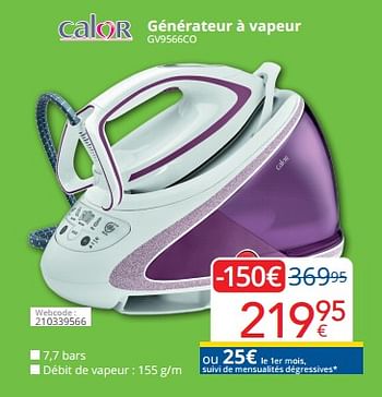 Promotions Calor générateur à vapeur gv9566co - Calor - Valide de 01/06/2023 à 30/06/2023 chez Eldi