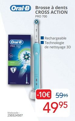 Promotions Oral-b brosse à dents cross action pro 700 - Oral-B - Valide de 01/06/2023 à 30/06/2023 chez Eldi