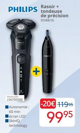 Promotions Philips rasoir + tondeuse de précision s5588-26 - Philips - Valide de 01/06/2023 à 30/06/2023 chez Eldi