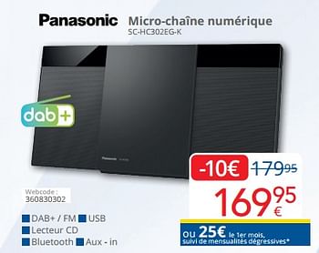 Promotions Panasonic micro-chaîne numérique sc-hc302eg-k - Panasonic - Valide de 01/06/2023 à 30/06/2023 chez Eldi