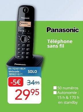 Promotions Panasonic téléphone sans fil kx-tg1611blh - Panasonic - Valide de 01/06/2023 à 30/06/2023 chez Eldi