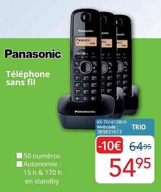 Promoties Panasonic téléphone sans fil kx-tg1613blh - Panasonic - Geldig van 01/06/2023 tot 30/06/2023 bij Eldi
