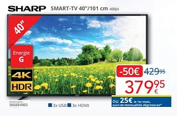 Promotions Sharp smart-tv 40’’-101 cm 40bj4 - Sharp - Valide de 01/06/2023 à 30/06/2023 chez Eldi