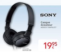 Promotions Sony casque écouteur mdrzx110apb.ce7 - Sony - Valide de 01/06/2023 à 30/06/2023 chez Eldi
