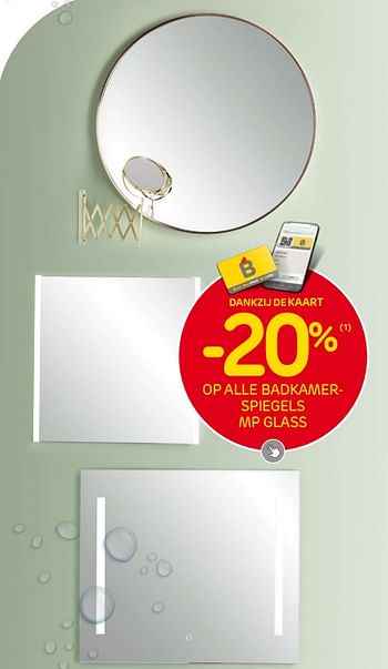 Promoties -20% op alle badkamerspiegels mp glass - Huismerk - Brico - Geldig van 31/05/2023 tot 12/06/2023 bij Brico