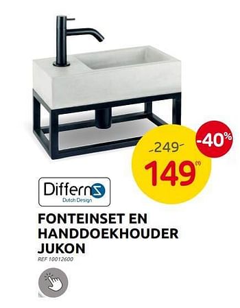 Promoties Fonteinset en handdoekhouder jukon - Differnz - Geldig van 31/05/2023 tot 12/06/2023 bij Brico