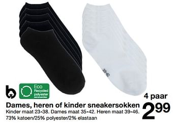 Promoties Dames heren of kinder sneakersokken - Huismerk - Zeeman  - Geldig van 27/05/2023 tot 09/06/2023 bij Zeeman