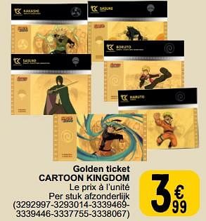 Promoties Golden ticket cartoon kingdom - Cartoon Kingdom - Geldig van 30/05/2023 tot 12/06/2023 bij Cora