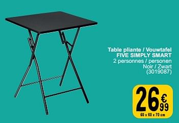 Promotions Table pliante - vouwtafel five simply smart - Produit maison - Cora - Valide de 30/05/2023 à 12/06/2023 chez Cora