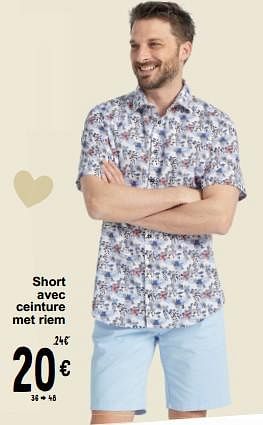Promoties Short avec ceinture met riem - Huismerk - Cora - Geldig van 30/05/2023 tot 12/06/2023 bij Cora