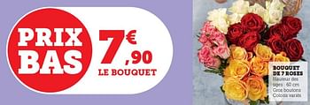 Promotions Bouquet de 7 roses - Produit Maison - Super U - Valide de 23/05/2023 à 04/06/2023 chez Super U