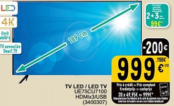 Promoties Samsung tv led - led tv ue75cu7100 - Samsung - Geldig van 30/05/2023 tot 12/06/2023 bij Cora