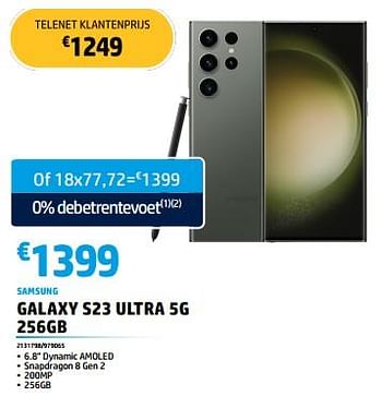 Promoties Samsung galaxy s23 ultra 5g 256gb - Samsung - Geldig van 30/05/2023 tot 30/06/2023 bij Auva