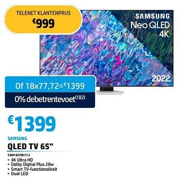 Promoties Samsung qled tv 65`` - Samsung - Geldig van 30/05/2023 tot 30/06/2023 bij Auva