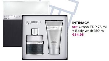Promotions Intimacy set urban edp + body wash - Intimacy - Valide de 29/05/2023 à 11/06/2023 chez ICI PARIS XL