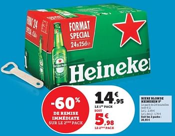 Promotions Biere blonde heineken - Heineken - Valide de 23/05/2023 à 04/06/2023 chez Super U