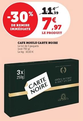 Promotions Cafe moulu carte noire - CarteNoire - Valide de 23/05/2023 à 04/06/2023 chez Super U