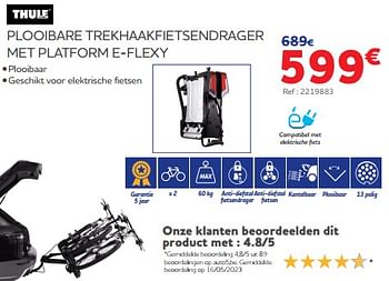 Promoties Plooibare trekhaakfietsendrager met platform e-flexy - Thule - Geldig van 25/05/2023 tot 31/03/2024 bij Auto 5