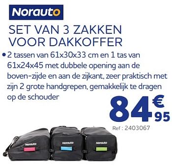 Promoties Set van 3 zakken voor dakkoffer - Norauto - Geldig van 25/05/2023 tot 31/03/2024 bij Auto 5