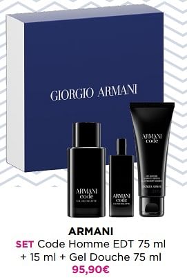 Promotions Armani set code homme edt + gel douche - Armani - Valide de 29/05/2023 à 11/06/2023 chez ICI PARIS XL